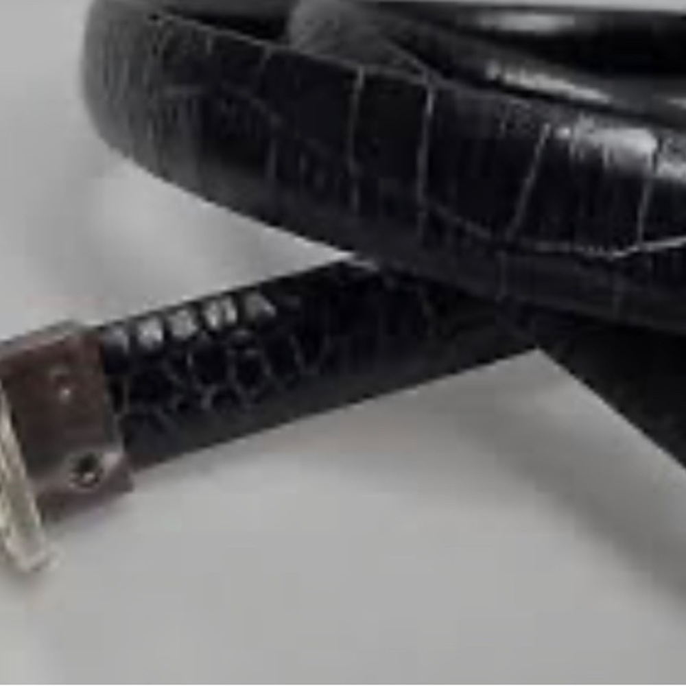 Ralph Lauren Reversible Buckle Medium 34-38 Black leather Croc/paten leather